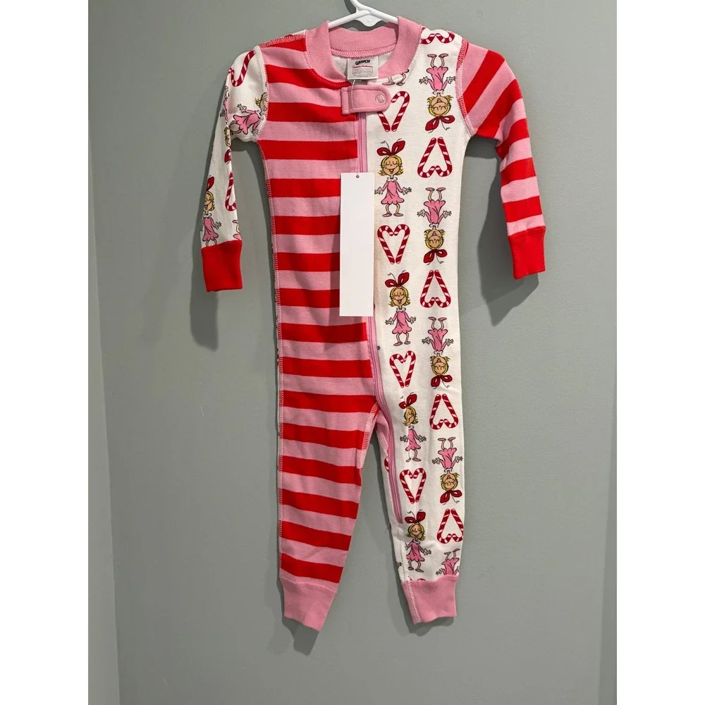 Hanna Andersson Grinch Cindy Lou Who Striped Organic Cotton Pajamas 18-24 Months